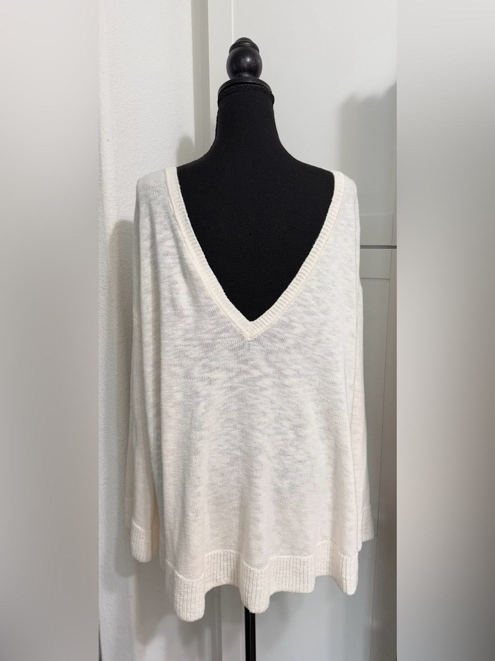 Free People Scoop Neck Lightweight Knit Sweater - Ivory/Cream